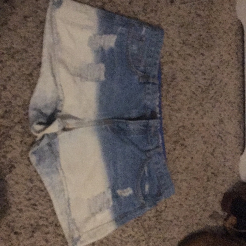 Distressed denim shorts